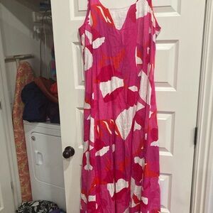 MSK Pink and Orange Maxi Dress